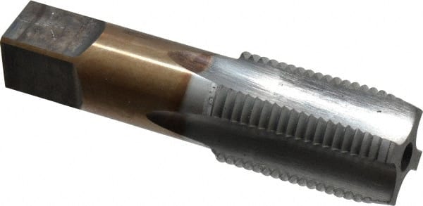 Hertel - 1/2-14 NPS Thread, 4 Flute Standard Pipe Tap - 3-1/8" OAL, 1-3/8" Thread Length, 11/16" Shank Diam, Chrome Finish, High Speed Steel - Exact Tooling