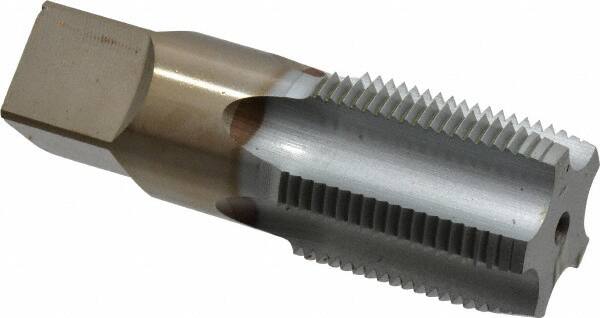 Hertel - 1 - 11-1/2 NPS Thread, 5 Flute Standard Pipe Tap - 3-3/4" OAL, 1-3/4" Thread Length, 1-1/8" Shank Diam, Chrome Finish, High Speed Steel - Exact Tooling