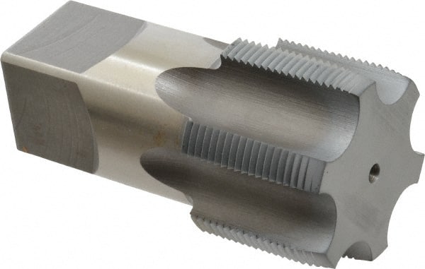 Hertel - 2 - 11-1/2 NPS Thread, 7 Flute Standard Pipe Tap - 4-1/2" OAL, 2-9/16" Thread Length, 1-7/8" Shank Diam, Chrome Finish, High Speed Steel - Exact Tooling