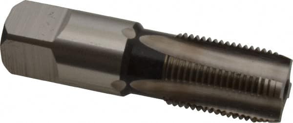 Hertel - 3/8-18 NPS Thread, 4 Flute Standard Pipe Tap - 2-9/16" OAL, 1-1/16" Thread Length, 0.7" Shank Diam, Bright Finish, High Speed Steel - Exact Tooling