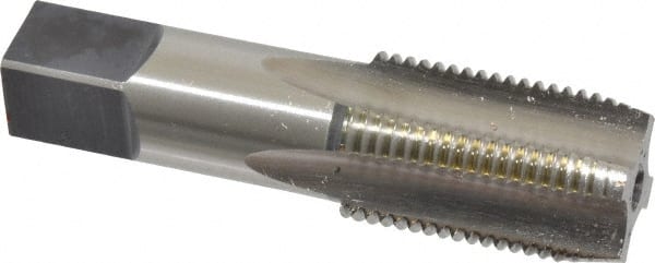 Hertel - 1/2-14 NPS Thread, 4 Flute Standard Pipe Tap - 3-1/8" OAL, 1-3/8" Thread Length, 11/16" Shank Diam, Bright Finish, High Speed Steel - Exact Tooling