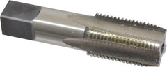 Hertel - 1/2-14 NPS Thread, 4 Flute Standard Pipe Tap - 3-1/8" OAL, 1-3/8" Thread Length, 11/16" Shank Diam, Bright Finish, High Speed Steel - Exact Tooling