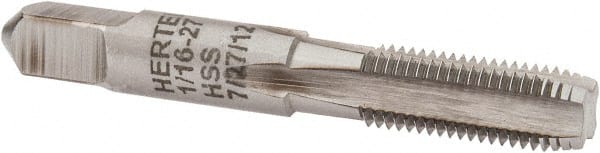 Hertel - 1/16-27 NPS Thread, 4 Flute Standard Pipe Tap - 2-1/8" OAL, 11/16" Thread Length, 5/16" Shank Diam, Bright Finish, High Speed Steel - Exact Tooling