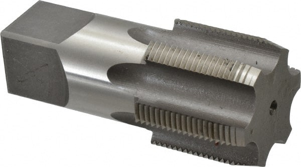 Hertel - 1-1/2 - 11-1/2 NPS Thread, 7 Flute Standard Pipe Tap - 4-1/4" OAL, 1-3/4" Thread Length, 1-1/2" Shank Diam, Bright Finish, High Speed Steel - Exact Tooling
