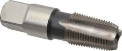 Hertel - 3/8-18 NPTF Thread, 4 Flute Short Projection Standard Pipe Tap - 2-9/16" OAL, 1-1/16" Thread Length, 0.7" Shank Diam, Bright Finish, High Speed Steel - Exact Tooling