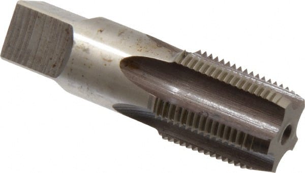 Hertel - 3/4-14 NPTF Thread, 5 Flute Short Projection Standard Pipe Tap - 3-1/4" OAL, 1-3/8" Thread Length, 29/32" Shank Diam, Bright Finish, High Speed Steel - Exact Tooling