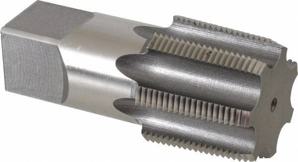 Hertel - 1-1/2 - 11-1/2 NPT Thread, 7 Flute Short Projection Standard Pipe Tap - 4-1/4" OAL, 1-3/4" Thread Length, 1-1/2" Shank Diam, Bright Finish, High Speed Steel - Exact Tooling