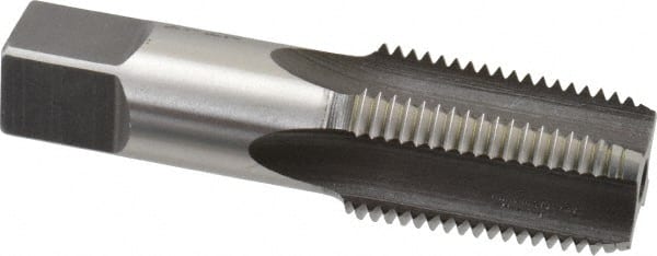 Hertel - 1/2-14 NPT Thread, 4 Flute Short Projection Standard Pipe Tap - 3-1/8" OAL, 1-3/8" Thread Length, 11/16" Shank Diam, Bright Finish, High Speed Steel - Exact Tooling