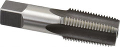 Hertel - 1/2-14 NPT Thread, 4 Flute Short Projection Standard Pipe Tap - 3-1/8" OAL, 1-3/8" Thread Length, 11/16" Shank Diam, Bright Finish, High Speed Steel - Exact Tooling