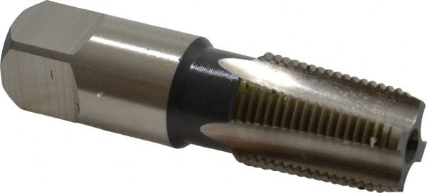 Hertel - 3/8-18 NPT Thread, 4 Flute Short Projection Standard Pipe Tap - 2-9/16" OAL, 1-1/16" Thread Length, 0.7" Shank Diam, Bright Finish, High Speed Steel - Exact Tooling