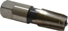 Hertel - 3/8-18 NPT Thread, 4 Flute Short Projection Standard Pipe Tap - 2-9/16" OAL, 1-1/16" Thread Length, 0.7" Shank Diam, Bright Finish, High Speed Steel - Exact Tooling