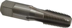 Hertel - 1/4-18 NPT Thread, 4 Flute Short Projection Standard Pipe Tap - 2-7/16" OAL, 1-1/16" Thread Length, 9/16" Shank Diam, Bright Finish, High Speed Steel - Exact Tooling
