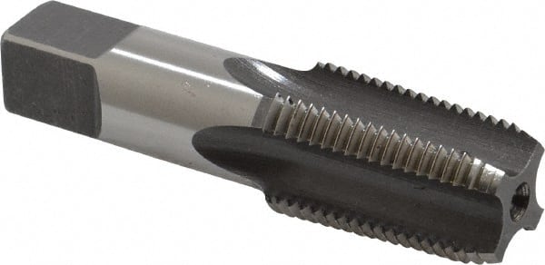 Hertel - 1/2-14 NPTF Thread, 4 Flute Short Projection Standard Pipe Tap - 3-1/8" OAL, 1-3/8" Thread Length, 11/16" Shank Diam, Bright Finish, High Speed Steel - Exact Tooling