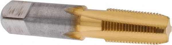 Hertel - 1/8-27 NPTF Thread, 4 Flute Short Projection Standard Pipe Tap - 2-1/8" OAL, 3/4" Thread Length, 7/16" Shank Diam, TiN Finish, High Speed Steel - Exact Tooling