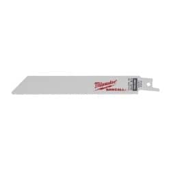 Milwaukee Tool - 6" Long, High Speed Steel Reciprocating Saw Blade - Straight Profile, 18 TPI, Toothed Edge, Tang Shank - Exact Tooling