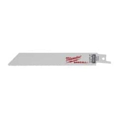 Milwaukee Tool - 6" Long, High Speed Steel Reciprocating Saw Blade - Straight Profile, 18 TPI, Toothed Edge, Tang Shank - Exact Tooling