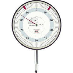 Mahr - Dial Drop Indicators; Maximum Measurement (Inch): 0.4 ; Maximum Measurement (mm): 10 ; Dial Graduation (mm): 0.0100 ; Dial Graduation (Decimal Inch): 0.000400 ; Dial Reading: 0-100 ; Dial Diameter (mm): 112.00 - Exact Tooling