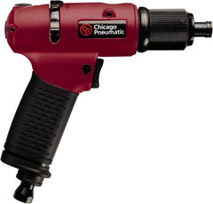 Chicago Pneumatic - 1/4" Bit Holder, 1,700 RPM, Pistol Grip Handle Air Screwdriver - 3/4 to 4.2 Ft/Lb Torque, 1/4" Inlet, 5.25 CFM - Exact Tooling
