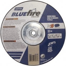 Norton - 24 Grit, 9" Wheel Diam, 1/4" Wheel Thickness, Type 27 Depressed Center Wheel - Zirconia Alumina, S Hardness, 6,000 Max RPM, Compatible with Angle Grinder - Exact Tooling