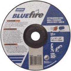 Norton - 30 Grit, 7" Wheel Diam, 1/8" Wheel Thickness, 7/8" Arbor Hole, Type 27 Depressed Center Wheel - Zirconia Alumina, U Hardness, 8,600 Max RPM, Compatible with Angle Grinder - Exact Tooling