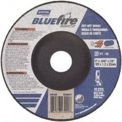 Norton - 24 Grit, 5" Wheel Diam, 7/8" Arbor Hole, Type 27 Depressed Center Wheel - Zirconia Alumina, Q Hardness, 12,225 Max RPM, Compatible with Angle Grinder - Exact Tooling