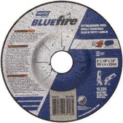 Norton - 30 Grit, 5" Wheel Diam, 1/8" Wheel Thickness, 7/8" Arbor Hole, Type 27 Depressed Center Wheel - Zirconia Alumina, U Hardness, 12,225 Max RPM, Compatible with Angle Grinder - Exact Tooling