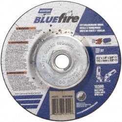 Norton - 30 Grit, 4-1/2" Wheel Diam, 1/8" Wheel Thickness, Type 27 Depressed Center Wheel - Zirconia Alumina, U Hardness, 13,580 Max RPM, Compatible with Angle Grinder - Exact Tooling