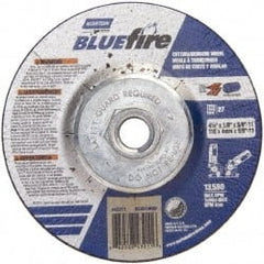 Norton - 30 Grit, 4-1/2" Wheel Diam, 1/8" Wheel Thickness, Type 27 Depressed Center Wheel - Zirconia Alumina, U Hardness, 13,580 Max RPM, Compatible with Angle Grinder - Exact Tooling