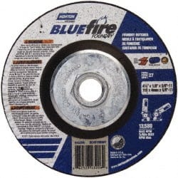 Norton - 24 Grit, 4-1/2" Wheel Diam, 1/8" Wheel Thickness, Type 27 Depressed Center Wheel - Zirconia Alumina/Silicon Carbide Blend, T Hardness, 13,580 Max RPM, Compatible with Angle Grinder - Exact Tooling