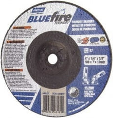 Norton - 24 Grit, 4" Wheel Diam, 1/4" Wheel Thickness, 5/8" Arbor Hole, Type 27 Depressed Center Wheel - Zirconia Alumina/Silicon Carbide Blend, T Hardness, 15,280 Max RPM, Compatible with Angle Grinder - Exact Tooling