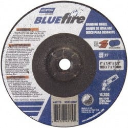 Norton - 24 Grit, 4" Wheel Diam, 1/4" Wheel Thickness, 5/8" Arbor Hole, Type 27 Depressed Center Wheel - Zirconia Alumina, S Hardness, 15,280 Max RPM, Compatible with Angle Grinder - Exact Tooling