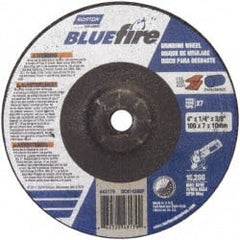 Norton - 24 Grit, 4" Wheel Diam, 1/4" Wheel Thickness, 5/8" Arbor Hole, Type 27 Depressed Center Wheel - Zirconia Alumina, S Hardness, 15,280 Max RPM, Compatible with Angle Grinder - Exact Tooling