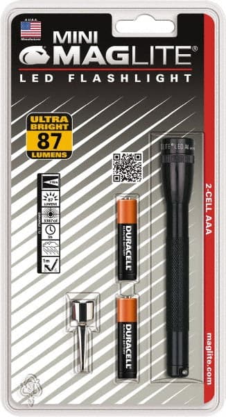 Mag-Lite - Clear LED Bulb, 111 Lumens, Mini Flashlight - Black Aluminum Body, 2 AAA Batteries Included - Exact Tooling