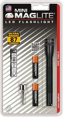 Mag-Lite - Clear LED Bulb, 111 Lumens, Mini Flashlight - Black Aluminum Body, 2 AAA Batteries Included - Exact Tooling