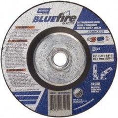 Norton - 30 Grit, 4-1/2" Wheel Diam, 1/8" Wheel Thickness, Type 27 Depressed Center Wheel - Zirconia Alumina, T Hardness, 13,580 Max RPM, Compatible with Angle Grinder - Exact Tooling