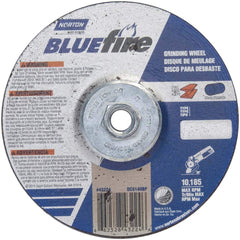 Norton - 24 Grit, 6" Wheel Diam, 1/4" Wheel Thickness, Type 27 Depressed Center Wheel - Exact Tooling