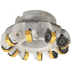 Iscar - 4" Cut Diam, 1-1/4" Arbor Hole, 0.138" Max Depth of Cut, 45° Indexable Chamfer & Angle Face Mill - 8 Inserts, ONHU 0505\xB6OXMT 0507\xB6S845 SN.U 1305 Insert, Right Hand Cut, 8 Flutes, Series Helido - Exact Tooling