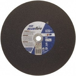 Norton - 16" 30 Grit Zirconia Alumina Cutoff Wheel - 5/32" Thick, 1" Arbor, 3,820 Max RPM, Use with Stationary Tools - Exact Tooling