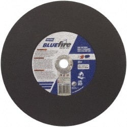 Norton - 14" 36 Grit Zirconia Alumina Cutoff Wheel - 7/64" Thick, 1" Arbor, 4,365 Max RPM, Use with Stationary Tools - Exact Tooling