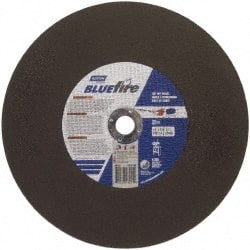 Norton - 14" 30 Grit Zirconia Alumina Cutoff Wheel - 1/8" Thick, 1" Arbor, 4,365 Max RPM, Use with Stationary Tools - Exact Tooling