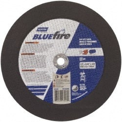 Norton - 10" 30 Grit Zirconia Alumina Cutoff Wheel - 3/32" Thick, 5/8" Arbor, 6,110 Max RPM, Use with Stationary Tools - Exact Tooling