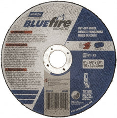 Norton - 6" 36 Grit Zirconia Alumina Cutoff Wheel - 1/16" Thick, 7/8" Arbor, 10,185 Max RPM, Use with Angle Grinders - Exact Tooling