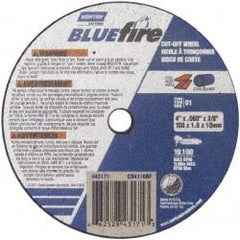 Norton - 4" 46 Grit Zirconia Alumina Cutoff Wheel - 1/16" Thick, 3/8" Arbor, 19,100 Max RPM, Use with Angle Grinders - Exact Tooling