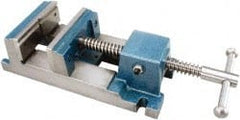 Gibraltar - 6" Jaw Opening Capacity x 2" Throat Depth, Drill Press Vise - 6" Wide Jaw, Stationary Base, Rapid Acting, 16-1/2" OAL x 3" Overall Height, Cast Iron - Exact Tooling