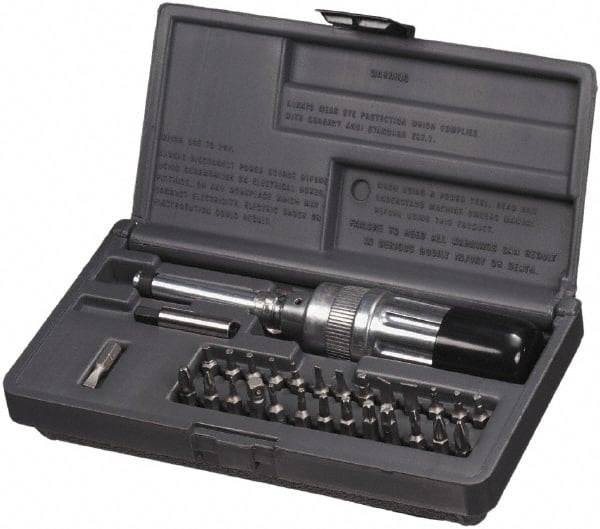 SK - 29 Piece, 2 to 36 In/Lb, Industrial Adjustable Torque Limiting Screwdriver Kit - 1/4" Drive - Exact Tooling
