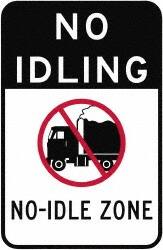 NMC - "No Idle Zone", 18" Long x 12" Wide, Aluminum Safety Sign - Use for Workplace/Safety - Exact Tooling