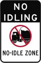 NMC - "No Idle Zone", 18" Long x 12" Wide, Aluminum Safety Sign - Use for Workplace/Safety - Exact Tooling
