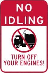 NMC - "Turn Off Your Engine", 18" Long x 12" Wide, Aluminum Safety Sign - Use for Workplace/Safety - Exact Tooling
