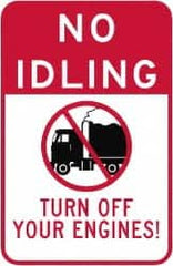 NMC - "Turn Off Your Engine", 18" Long x 12" Wide, Aluminum Safety Sign - Use for Workplace/Safety - Exact Tooling