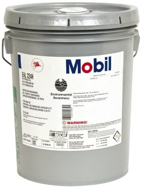 Mobil - 5 Gal Pail Mineral Hydraulic Oil - 0180°F, SAE 20, ISO 32/46, 36.8 cSt at 40°C & 8.3 cSt at 100°C - Exact Tooling